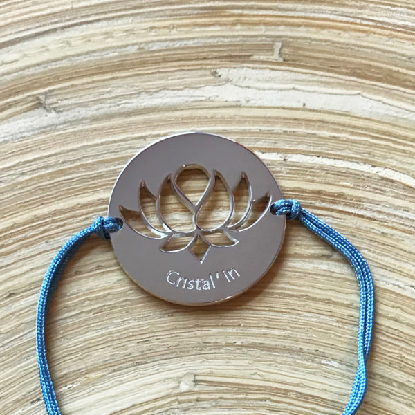 Bracelet - Fleur Cristal'In sur pastille - Bleu