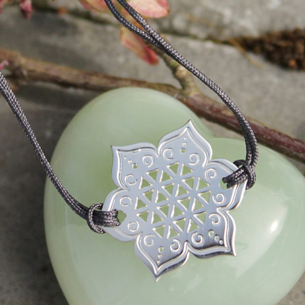 Bracelet Fleur sacrée - Gris anthracite