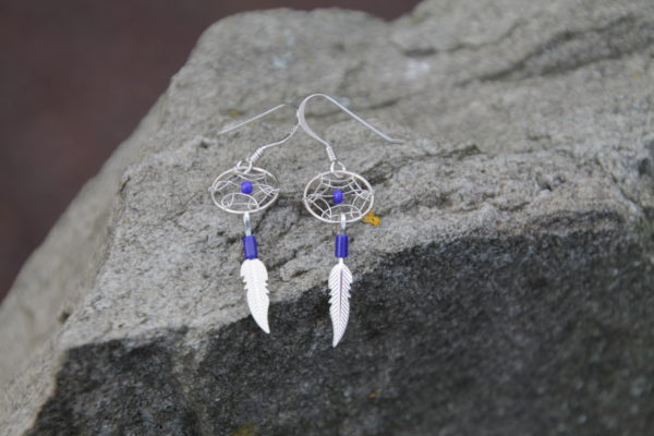 Boucles d'oreilles - Capteur de rêves - Lapis